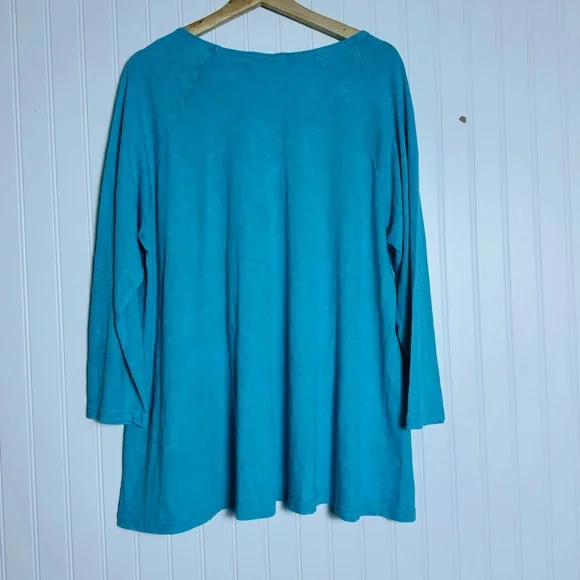 Jess & Jane Women's Blue Graphic Top Tunic Side Pockets Size XL Relax Fit Casual - Picture 8 of 9